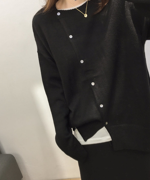 chuclla(チュクラ)の「【chuclla】【2019AW】斜めカット カーディガン アシンメトリー ニット chw842(カーディガン/ボレロ・レディース・ブラック/グレー/アイボリー・FREE)」の22枚目の写真