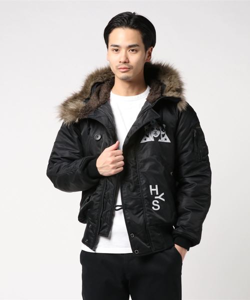 HYSTERIC GLAMOUR（ヒステリックグラマー）の「プリマロフトエアフォース TRIANGLE-WOMAN N-2Bジャケット（ブルゾン・メンズ・カーキ/ブラック/グリーン系カモフラージュ・LARGE/MEDIUM/SMALL）」の2枚目の写真