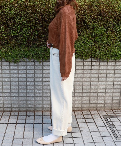 PairPair（ペアペア）の「編み上げ袖ボリュームニットプルオーバー（ニット/セーター・レディース・ピンク/アイボリー/モカ・FREE）」の8枚目の写真