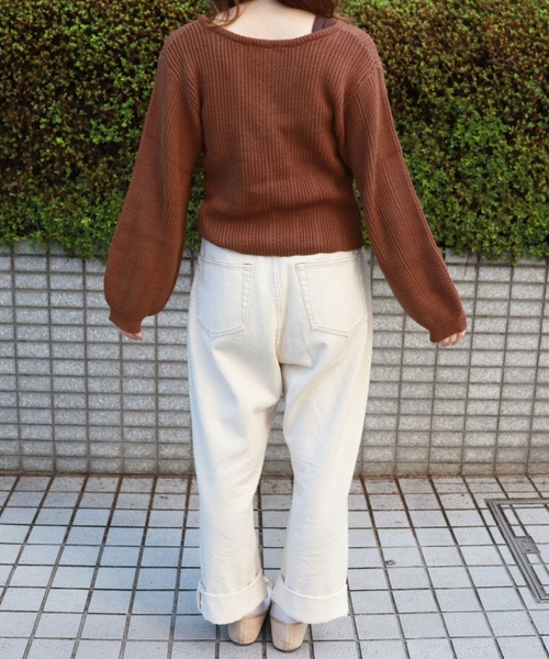 PairPair（ペアペア）の「編み上げ袖ボリュームニットプルオーバー（ニット/セーター・レディース・ピンク/アイボリー/モカ・FREE）」の9枚目の写真