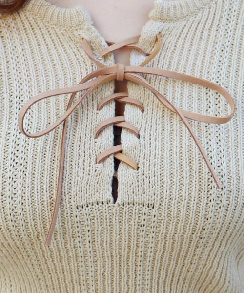PairPair（ペアペア）の「編み上げ袖ボリュームニットプルオーバー（ニット/セーター・レディース・ピンク/アイボリー/モカ・FREE）」の10枚目の写真