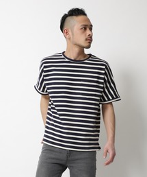 【Upscape Audience/アップスケープオーディエンス】日本製 BSQ度詰めロールアップ5分袖ビッグTee