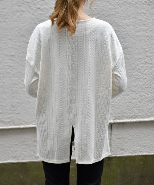 Ambre Neige（アンブルネージュ）の「フクレジャガードチュニック【WEB/EC限定商品】（Tシャツ/カットソー・レディース・ブラック/オフホワイト・FREE）」の3枚目の写真