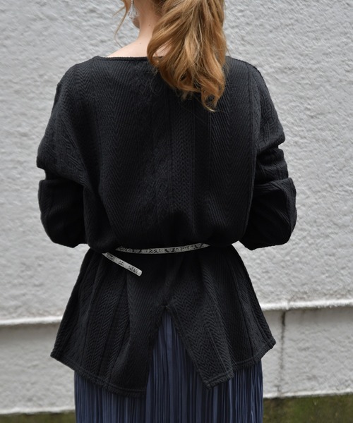 Ambre Neige（アンブルネージュ）の「フクレジャガードチュニック【WEB/EC限定商品】（Tシャツ/カットソー・レディース・ブラック/オフホワイト・FREE）」の5枚目の写真