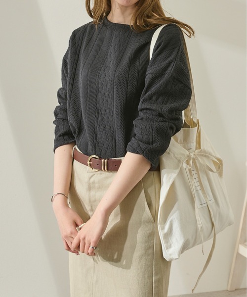 Ambre Neige（アンブルネージュ）の「フクレジャガードチュニック【WEB/EC限定商品】（Tシャツ/カットソー・レディース・ブラック/オフホワイト・FREE）」の12枚目の写真