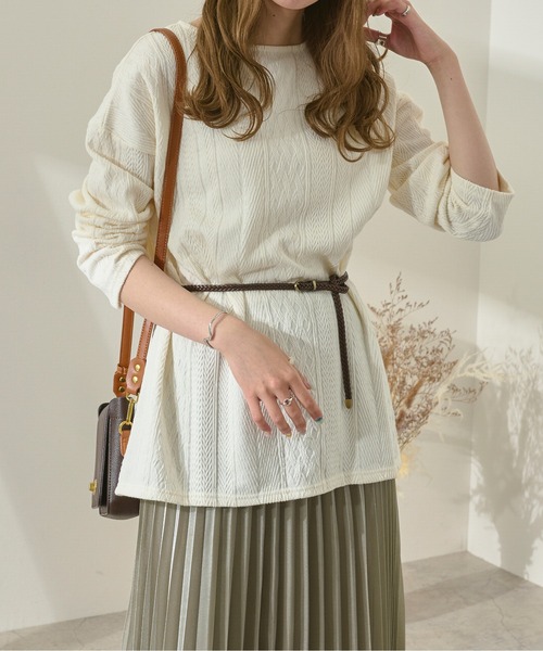 Ambre Neige（アンブルネージュ）の「フクレジャガードチュニック【WEB/EC限定商品】（Tシャツ/カットソー・レディース・ブラック/オフホワイト・FREE）」の15枚目の写真