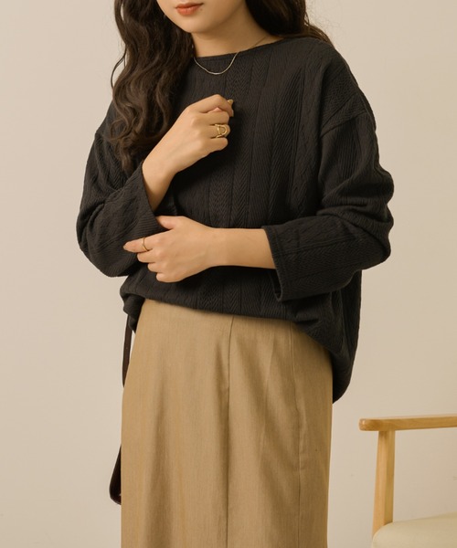 Ambre Neige（アンブルネージュ）の「フクレジャガードチュニック【WEB/EC限定商品】（Tシャツ/カットソー・レディース・ブラック/オフホワイト・FREE）」の10枚目の写真