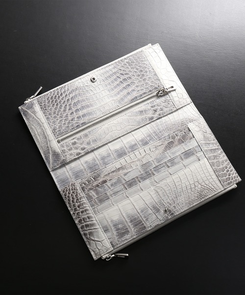 ホワイトシルバークロコダイル長財布 ヒマラヤクロコダイル ホワイト ワニ 希少 ZOO(ズー) ラウンド