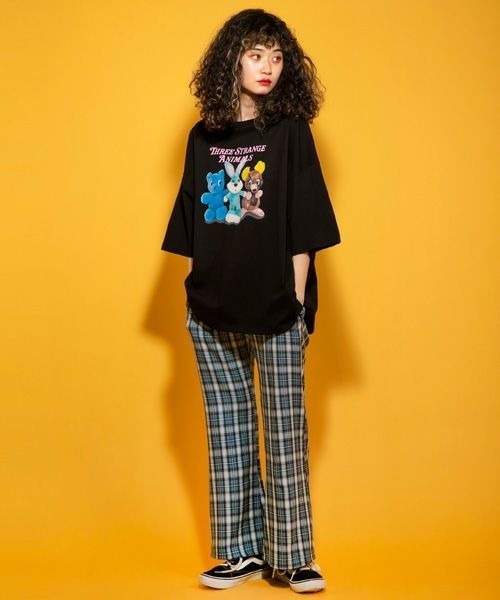 Candy Stripper（キャンディストリッパー）の「BRISK CHECK FLARE パンツ（その他パンツ・レディース・ピンク/グリーン/ブルー/イエロー・1/2）」の2枚目の写真