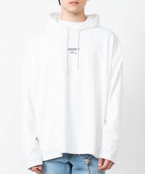 WEGO（ウィゴー）の「WEGO/ロゴ刺繍ビッグシルエットポンチプルパーカー（パーカー・メンズ・ホワイト/グリーン系その他・MEDIUM/LARGE）」の4枚目の写真