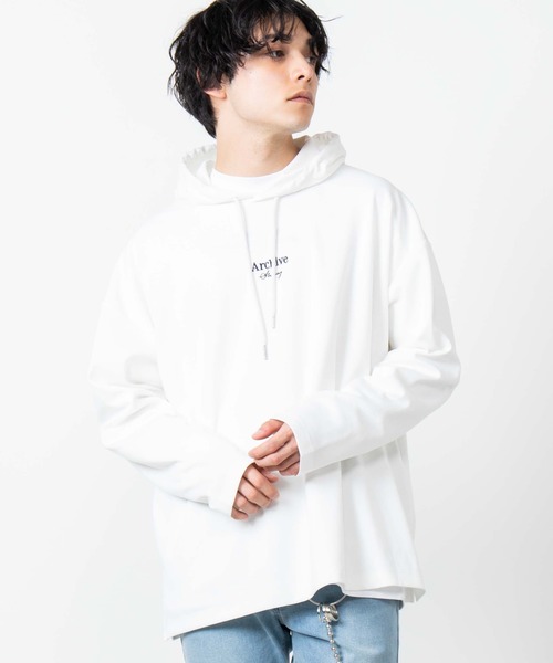 WEGO（ウィゴー）の「WEGO/ロゴ刺繍ビッグシルエットポンチプルパーカー（パーカー・メンズ・ホワイト/グリーン系その他・MEDIUM/LARGE）」の5枚目の写真