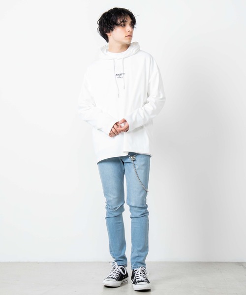 WEGO（ウィゴー）の「WEGO/ロゴ刺繍ビッグシルエットポンチプルパーカー（パーカー・メンズ・ホワイト/グリーン系その他・MEDIUM/LARGE）」の8枚目の写真