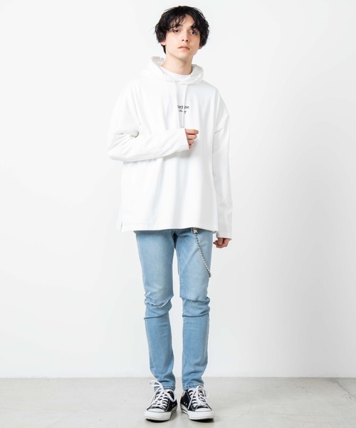 WEGO（ウィゴー）の「WEGO/ロゴ刺繍ビッグシルエットポンチプルパーカー（パーカー・メンズ・ホワイト/グリーン系その他・MEDIUM/LARGE）」の14枚目の写真