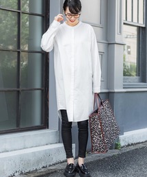 バンドカラーシャツワンピース