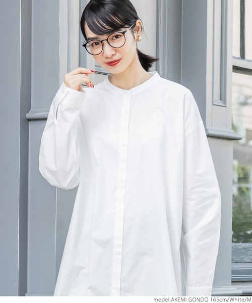 coca（coca）（コカ）の「バンドカラーシャツワンピース（シャツワンピース・レディース・ホワイト/ブラック/カーキ・ONE SIZE/L/M）」の6枚目の写真