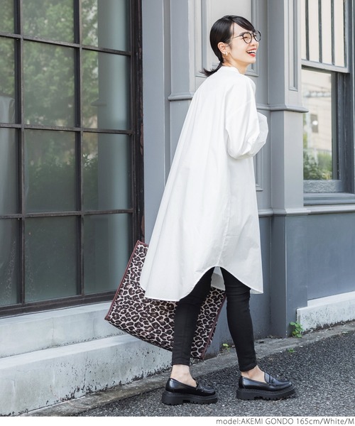 新品 バスコ haddow レーヨン 麻 シャツワンピース バンドカラー