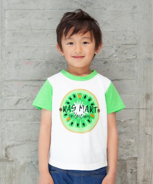 RAGMART(ラグマート)の「プリントTシャツ バナナ キウイ ブドウ(Tシャツ/カットソー・キッズ・オフホワイト/ブルー/パープル・100cm/110cm/130cm/120cm)」の2枚目の写真
