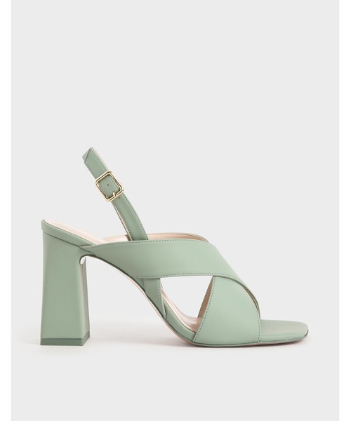 CHARLES & KEITH(チャールズ & キース)の「クリスクロス スリングバックヒールサンダル / Criss-Cross Slingback Heeled Sandals(サンダル・レディース・ブラック/グリーン/アイボリー・22.5cm/23cm/23.5cm/24.5cm/25cm/25.5cm)」の3枚目の写真