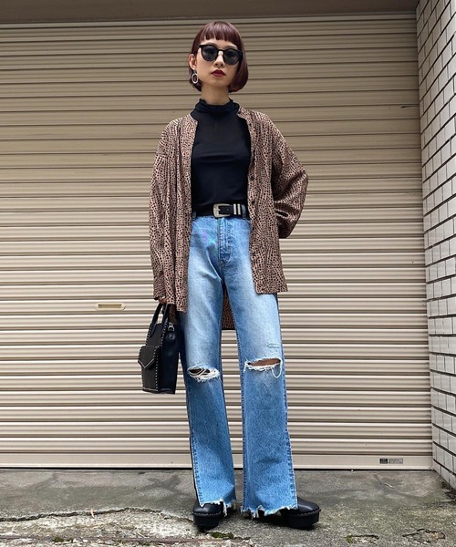 PAGEBOY（ページボーイ）の「アニマルドットBIGシャツ（シャツ/ブラウス・レディース・ブラック/ブラウン/オフホワイト・FREE）」の5枚目の写真