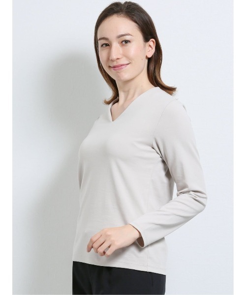 エムエフエディトリアルレディース M F Editorial Women Dress T Shirt 抗菌防臭ストレッチポンチ Vネック長袖 プルオーバーtシャツ Tシャツ カットソー M F Editorial エムエフエディトリアル のファッション通販 Zozotown