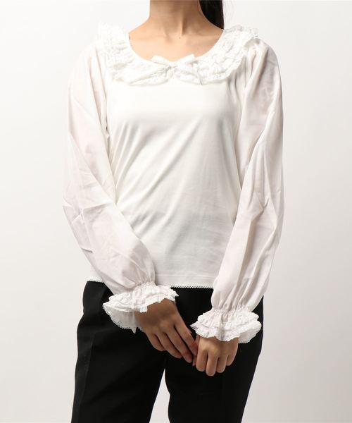 PINK HOUSE（ピンクハウス）の「フリル襟カットソー（Tシャツ 