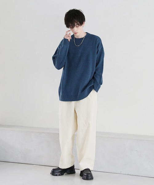 セール】ウォッシャブル5ゲージロングオーバーサイズ クルー