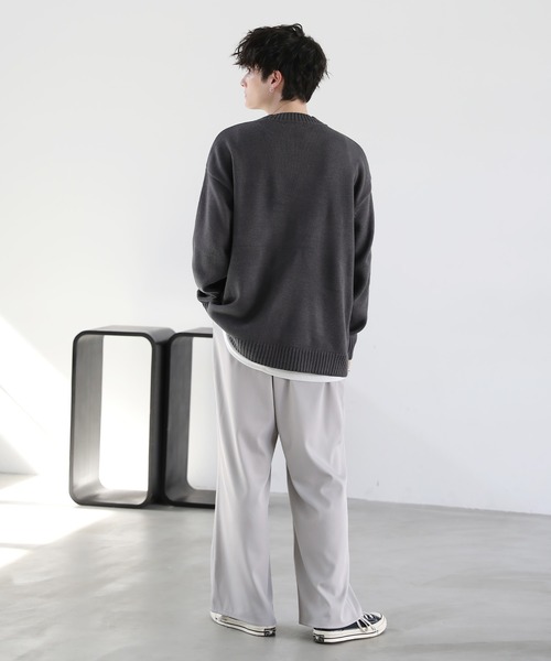 美品 ハウント 肉厚ウール オーバーサイズ クルーネックニット セーターシルバー 美品 ハウント 肉厚ウール オーバーサイズ クルーネックニット