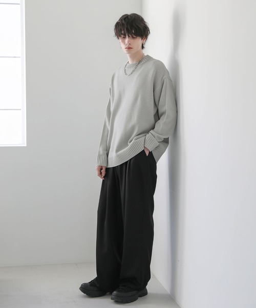 セール】ウォッシャブル5ゲージロングオーバーサイズ クルー