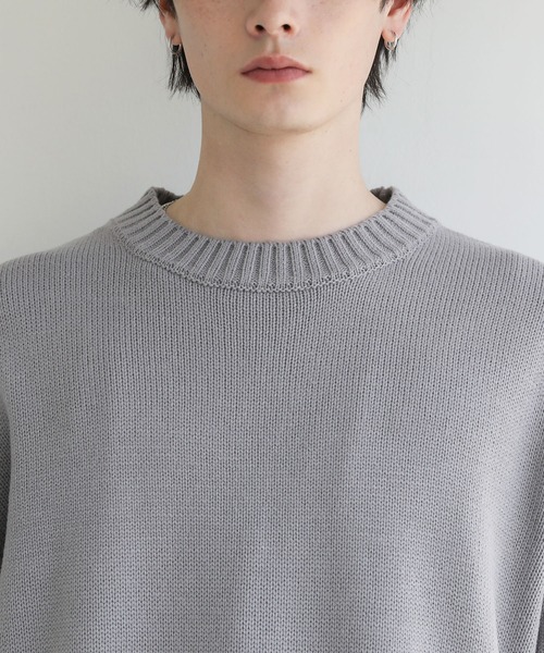 ネット完売品美品シグネチャー クルーネック セール】ウォッシャブル5ゲージロングオーバーサイズ クルーネック