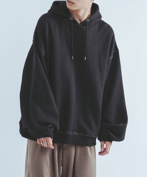 epnok（エプノック）の「配色ステッチルーズパーカー（パーカー・メンズ・オレンジ/ブラック/ベージュ・LARGE/MEDIUM）」の14枚目の写真