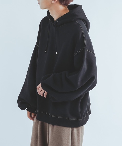 epnok（エプノック）の「配色ステッチルーズパーカー（パーカー・メンズ・オレンジ/ブラック/ベージュ・LARGE/MEDIUM）」の15枚目の写真