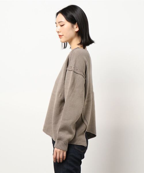 HONEYSUCKLE ROSE（ハニーサックルローズ）の「【HONEYSUCKLE ROSE】アシメ切り替えニット（ニット/セーター・レディース・オフホワイト/ブルー/グレー・M/L）」の4枚目の写真