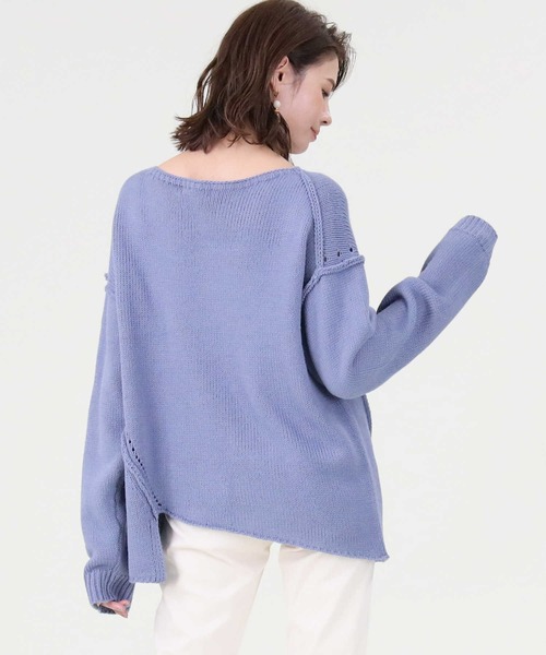 HONEYSUCKLE ROSE（ハニーサックルローズ）の「【HONEYSUCKLE ROSE】アシメ切り替えニット（ニット/セーター・レディース・オフホワイト/ブルー/グレー・M/L）」の19枚目の写真