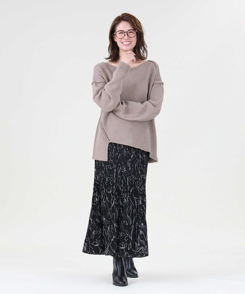 HONEYSUCKLE ROSE（ハニーサックルローズ）の「【HONEYSUCKLE ROSE】アシメ切り替えニット（ニット/セーター・レディース・オフホワイト/ブルー/グレー・M/L）」の15枚目の写真