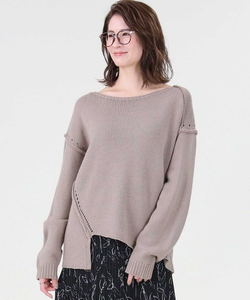 HONEYSUCKLE ROSE（ハニーサックルローズ）の「【HONEYSUCKLE ROSE】アシメ切り替えニット（ニット/セーター・レディース・オフホワイト/ブルー/グレー・M/L）」の11枚目の写真