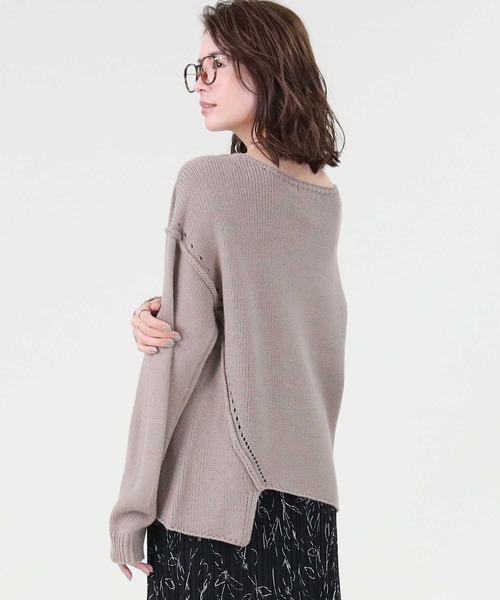 HONEYSUCKLE ROSE（ハニーサックルローズ）の「【HONEYSUCKLE ROSE】アシメ切り替えニット（ニット/セーター・レディース・オフホワイト/ブルー/グレー・M/L）」の13枚目の写真