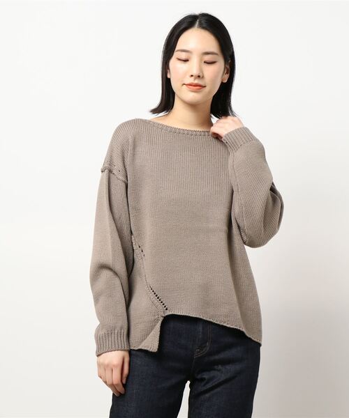 HONEYSUCKLE ROSE（ハニーサックルローズ）の「【HONEYSUCKLE ROSE】アシメ切り替えニット（ニット/セーター・レディース・オフホワイト/ブルー/グレー・M/L）」の16枚目の写真