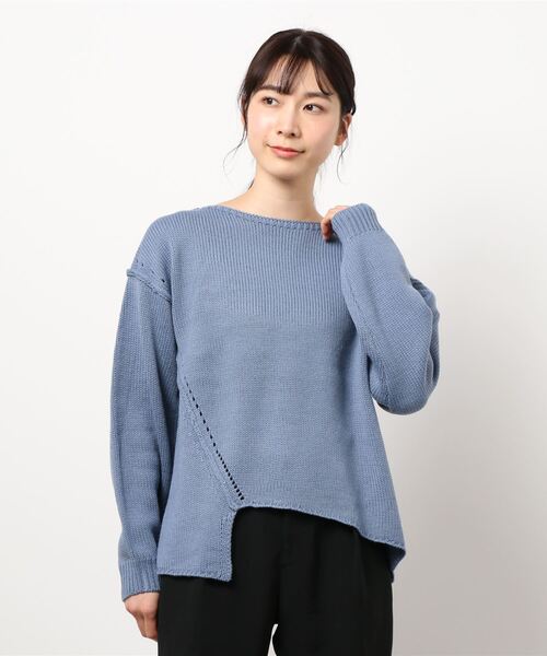HONEYSUCKLE ROSE（ハニーサックルローズ）の「【HONEYSUCKLE ROSE】アシメ切り替えニット（ニット/セーター・レディース・オフホワイト/ブルー/グレー・M/L）」の22枚目の写真