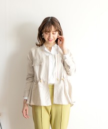 【2021SS】リネンツイル・ウエストシャーリングデザインブルゾン