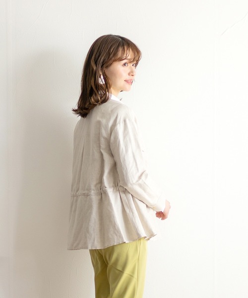 Emilyan（エミリアン）の「【2021SS】リネンツイル・ウエストシャーリングデザインブルゾン（ブルゾン・レディース・アイボリー/カーキ・9号）」の8枚目の写真