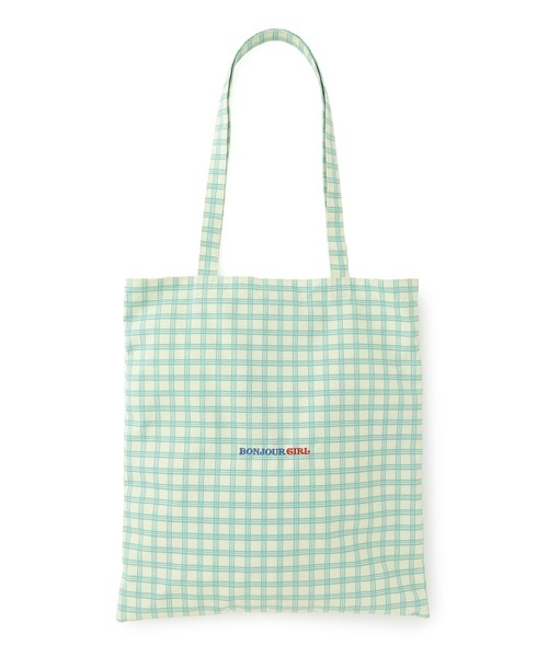 Bonjour Girl(ボンジュールガール)の「【Bonjour Girl】リバーシブルチェックトート(トートバッグ・レディース・ピンク/ホワイト/イエロー・FREE)」の1枚目の写真