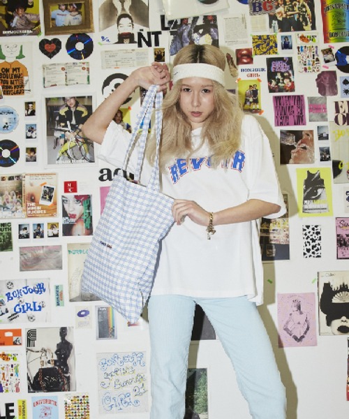 Bonjour Girl(ボンジュールガール)の「【Bonjour Girl】リバーシブルチェックトート(トートバッグ・レディース・ピンク/ホワイト/イエロー・FREE)」の14枚目の写真