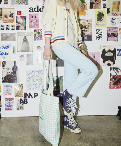 Bonjour Girl(ボンジュールガール)の「【Bonjour Girl】リバーシブルチェックトート(トートバッグ・レディース・ピンク/ホワイト/イエロー・FREE)」の19枚目の写真