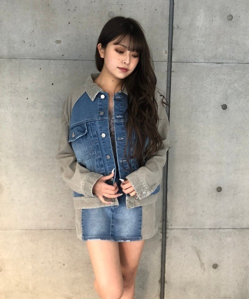 ENVYM（アンビー）の「コーデュロイスウィッチングＪＫ（デニムジャケット・レディース・ベージュ/グレー・FREE）」の3枚目の写真