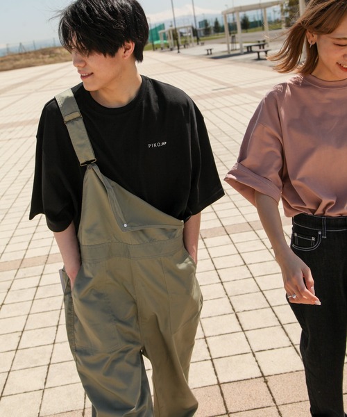 ZIP FIVE（ジップファイブ）の「【ZIP FIVE】T/Cツイル / デニム サイドボタン ワイド オーバーオールサロペット（サロペット/オーバーオール・レディース・ブラック/ベージュ/パープル/ネイビー/ブラウン/アイボリー/カーキ/ブルー/ライトベージュ/ブルー系/ストライプ・SMALL/MEDIUM/LARGE）」の7枚目の写真