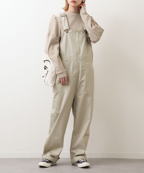 ZIP FIVE（ジップファイブ）の「【ZIP FIVE】T/Cツイル / デニム サイドボタン ワイド オーバーオールサロペット（サロペット/オーバーオール・レディース・ブラック/ベージュ/パープル/ネイビー/ブラウン/アイボリー/カーキ/ブルー/ライトベージュ/ブルー系/ストライプ・SMALL/MEDIUM/LARGE）」の6枚目の写真