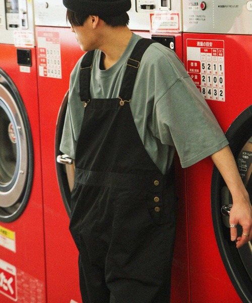 ZIP FIVE（ジップファイブ）の「【ZIP FIVE】T/Cツイル / デニム サイドボタン ワイド オーバーオールサロペット（サロペット/オーバーオール・レディース・ブラック/ベージュ/パープル/ネイビー/ブラウン/アイボリー/カーキ/ブルー/ライトベージュ/ブルー系/ストライプ・SMALL/MEDIUM/LARGE）」の3枚目の写真