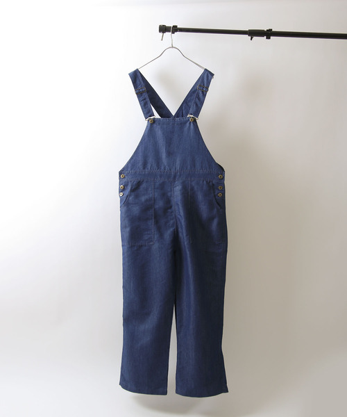 ZIP FIVE（ジップファイブ）の「【ZIP FIVE】T/Cツイル / デニム サイドボタン ワイド オーバーオールサロペット（サロペット/オーバーオール・レディース・ブラック/ベージュ/パープル/ネイビー/ブラウン/アイボリー/カーキ/ブルー/ライトベージュ/ブルー系/ストライプ・SMALL/MEDIUM/LARGE）」の16枚目の写真