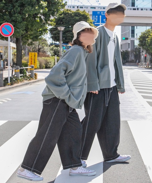 PairPair（ペアペア）の「ワイドスリーブクルーカーディガン(ユニセックス)（カーディガン/ボレロ・レディース・ブラック/アイボリー/グレイッシュベージュ/グレイッシュブルー・FREE）」の4枚目の写真