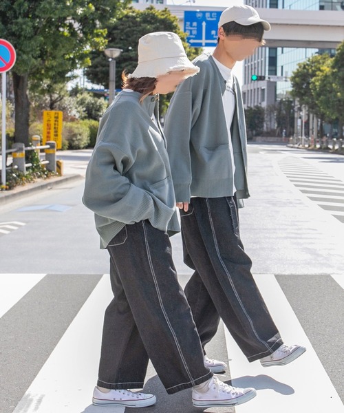 PairPair（ペアペア）の「ワイドスリーブクルーカーディガン(ユニセックス)（カーディガン/ボレロ・レディース・ブラック/アイボリー/グレイッシュベージュ/グレイッシュブルー・FREE）」の15枚目の写真